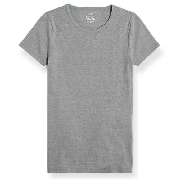J. CREW Fine-Rib Tee Heather Grey Short Sleeve Crewneck Perfect Fit T-Shirt - Picture 2 of 8